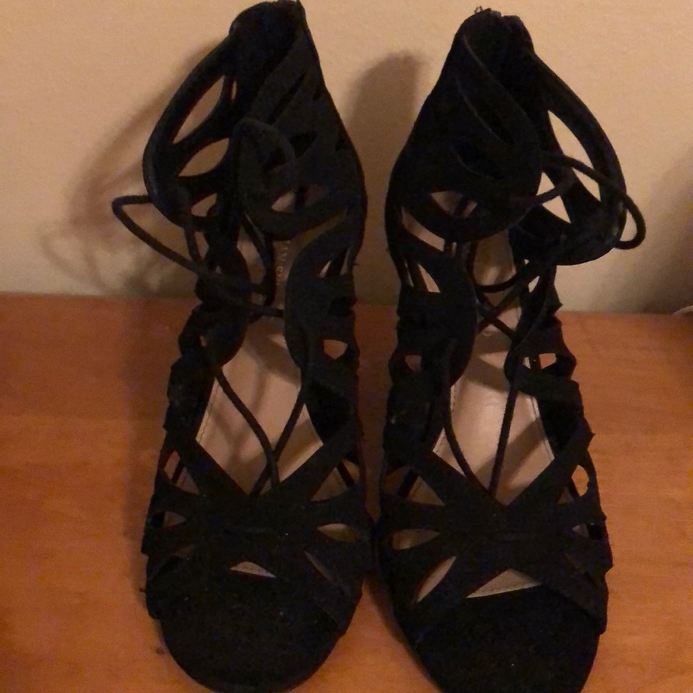 Christian Siriano Black Lace Up Heels